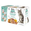 Brit Care Cat Fillets in Gravy Sterilized Flavour Box, zestaw mokrych karm pełnoporcjowych dla dorosłych kotów sterylizowanych, 85 g x 12 szt.