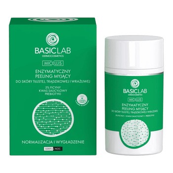 BasicLab Micellis, Enzymatyczny peeling myjący do skóry tłustej, trądzikowej i wrażliwej ,35 g