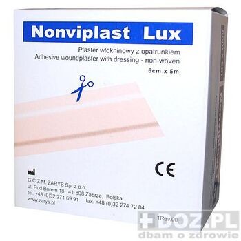 Nonviplast Lux, plaster z włókniny z opatrunkiem, 6cmx5m, 1szt