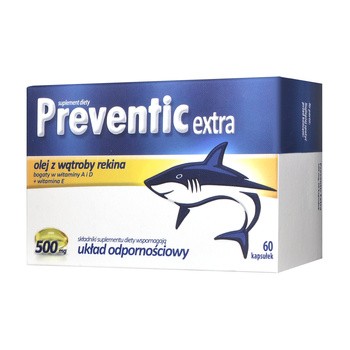 Preventic Extra 500, olej z wątroby rekina, kapsułki, 60 szt.