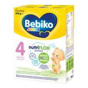 Bebiko Junior 4 NUTRIflor Expert, odżywcza formuła na bazie mleka, powyżej 2. roku życia, proszek, 600 g https://azcdn.doz.pl/image/d/product/6a95036d-scale-180x180.png