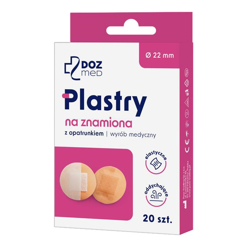 DOZ Med, plastry na znamiona, z opatrunkiem, 20 mm, 20 szt.