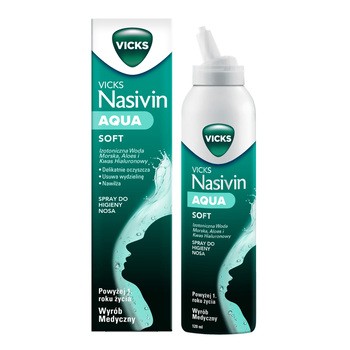 Vicks Nasivin Aqua Soft, izotoniczny spray do higieny nosa, 120 ml