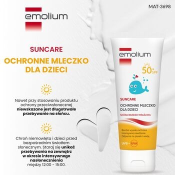 Emolium Suncare, ochronne mleczko dla dzieci SPF50+, 125 ml