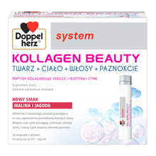 Doppelherz system Kollagen Beauty, ampułki z płynem, smak malina i jagoda, 25 ml x 30 szt.
