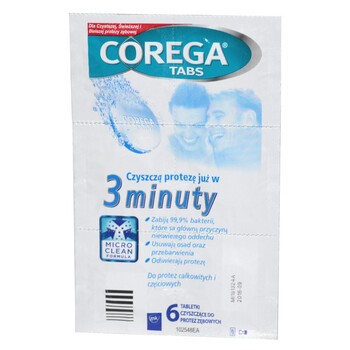 Corega, tabletki do czyszczenia protez zębowych 3 minuty, 6 szt.