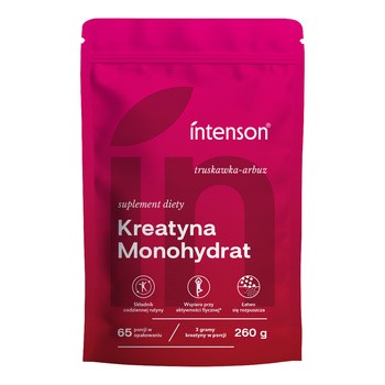 Intenson Kreatyna Monohydrat, smak: truskawka-arbuz, proszek, 260 g