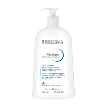 Bioderma Atoderm Intensive Gel moussant, łagodny żel oczyszczający i natłuszczający, 1 l