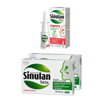 Zestaw Sinulan, 2 x Sinulan Forte, tabletki, 30 szt. + Sinulan Express Forte, aerozol do nosa, 15 ml