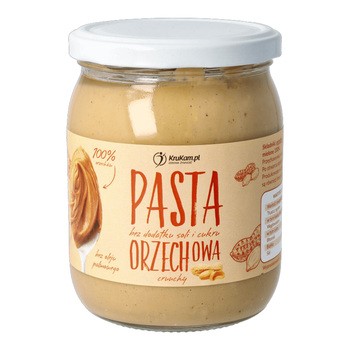 KruKam Pasta Orzechowa Crunchy z kawałkami orzechów 100%, 500 g