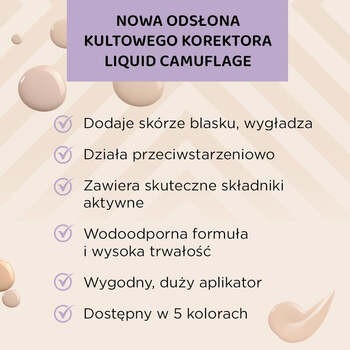 Eveline Liquid Camouflage, wodoodporny korektor kamuflujący z kwasem hialuronowym, 04, 7 ml