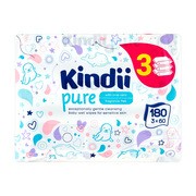 Cleanic Kindii, Pure Sensitive, chusteczki dla niemowląt i dzieci, 3 x 60 szt.