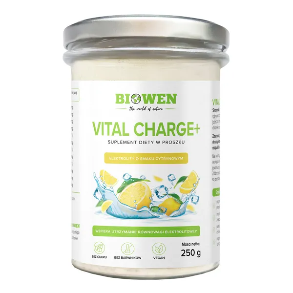 Электролиты Biowen Vital Charge, магний, калий и натрий, лимон, порошок, 250 г