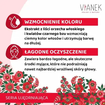 Vianek, regenerujący szampon do włosów ciemnych, farbowanych, 300 ml