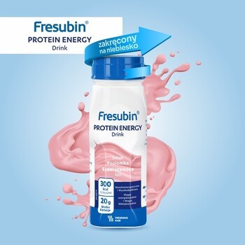 Zestaw 4x Fresubin Protein Energy Drink, płyn o smaku poziomkowym, 4 x 200 ml