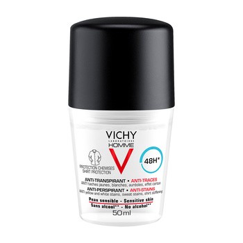 Vichy Homme, antyperspirant w kulce przeciw śladom na ubraniach, 48h, 50 ml