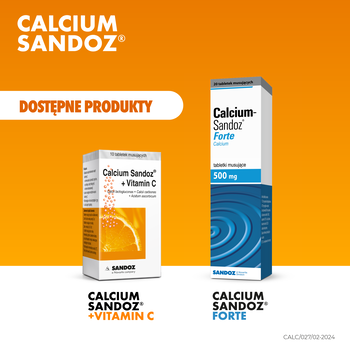 Calcium-Sandoz + Vitaminum C, tabletki musujące orange, 10 szt.