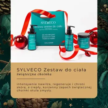 Sylveco, Zimowy zestaw do ciała, puder do kąpieli, 150 g + żel pod prysznic, 150 ml + balsam do ciała, 150 ml