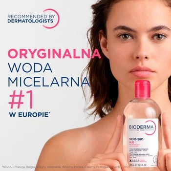 Bioderma Sensibio H2O, woda micelarna do skóry wrażliwej, butelka z pompką, 500 ml
