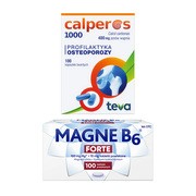 Zestaw Calperos 1000, 400 mg jonów wapnia, kapsułki twarde, 100 szt + Magne B6 Forte, 100 mg+10 mg, tabletki powlekane, 100 szt.