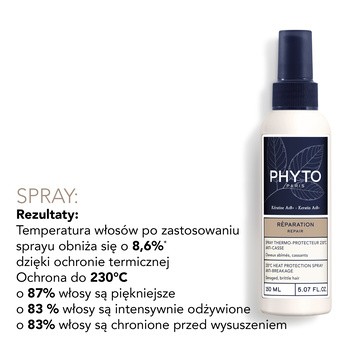 Zestaw Phyto Repair, termoochronny spray do włosów, 150 ml + odbudowujący szampon z keratyną, 250 ml
