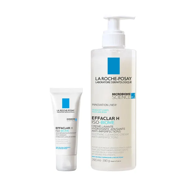 Набор La Roche-Posay Effaclar H Iso-Biome: увлажняющий крем для лица 40 мл и очищающий крем 390 мл