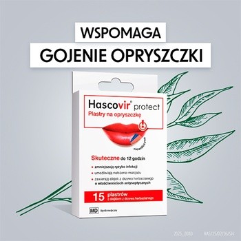 Hascovir Protect, plastry na opryszczkę, 15 szt.
