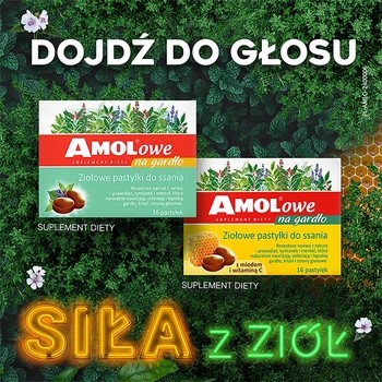 Amolowe Na Gardło z miodem i witaminą C, pastylki do ssania, 16 szt.