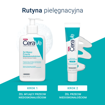 Zestaw CeraVe, żel myjący przeciw niedoskonałościom, 236 ml + nawilżający krem do twarzy SPF 50, 52 ml