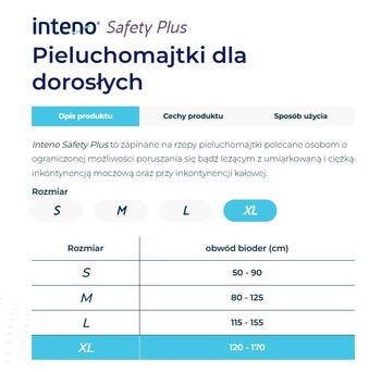 Inteno Safety Plus, pieluchomajtki dla dorosłych, L, 30 szt.