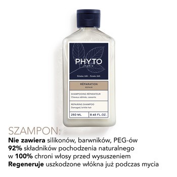 Zestaw Phyto Repair, termoochronny spray do włosów, 150 ml + odbudowujący szampon z keratyną, 250 ml