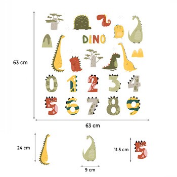 Sipo, Naklejki na ścianę dla dzieci, Cyfry Dino, 1 szt.