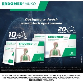 Erdomed Muko, 225 mg, proszek do sporządzania zawiesiny doustnej, 20 saszetek