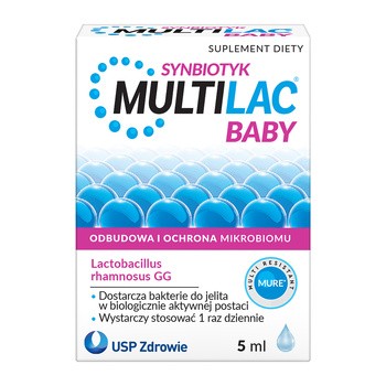 Multilac Baby, krople, synbiotyk (probiotyk + prebiotyk), 5 ml