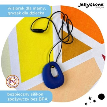Jellystone Designs, silikonowy wisiorek-gryzak Kamyk, granatowy, 1 szt.