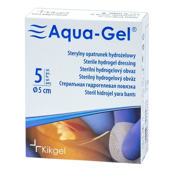 Aqua-Gel, opatrunek hydrożelowy, średnica 5 cm, 5 szt.