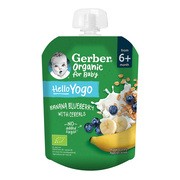 Gerber Organic, Deserek Banany jagody z jogurtem i płatkami zbóż, tubka, 6 m+, 80 g https://azcdn.doz.pl/image/d/product/9fa14e97-scale-180x180.png