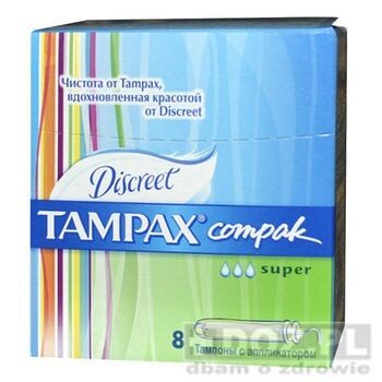 Tampax Compak Super, tampony z aplikatorem, 8 szt