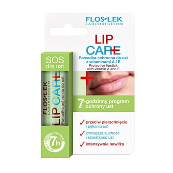 FlosLek Laboratorium Lip Care, pomadka ochronna do ust z witaminami A i E, 1 szt.