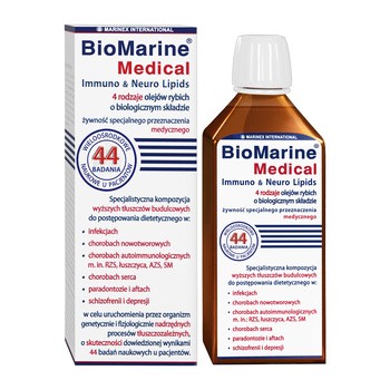 BioMarine Medical Immuno & Neuro Lipids, 4 rodzaje olejów rybich o biologicznym składzie, płyn, 200 ml