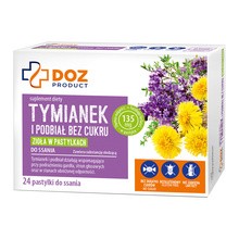 DOZ PRODUCT Tymianek i podbiał, pastylki do ssania bez cukru, 24 szt.
