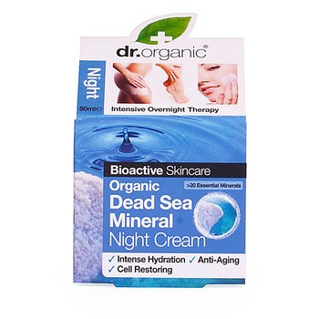 Dr Organic Dead Sea Minerals, organiczny krem do twarzy na noc, 50 ml