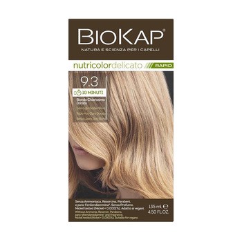 Biokap Nutricolor Delicato Rapid, farba do włosów 9.3 bardzo jasny złoty blond, 135 ml