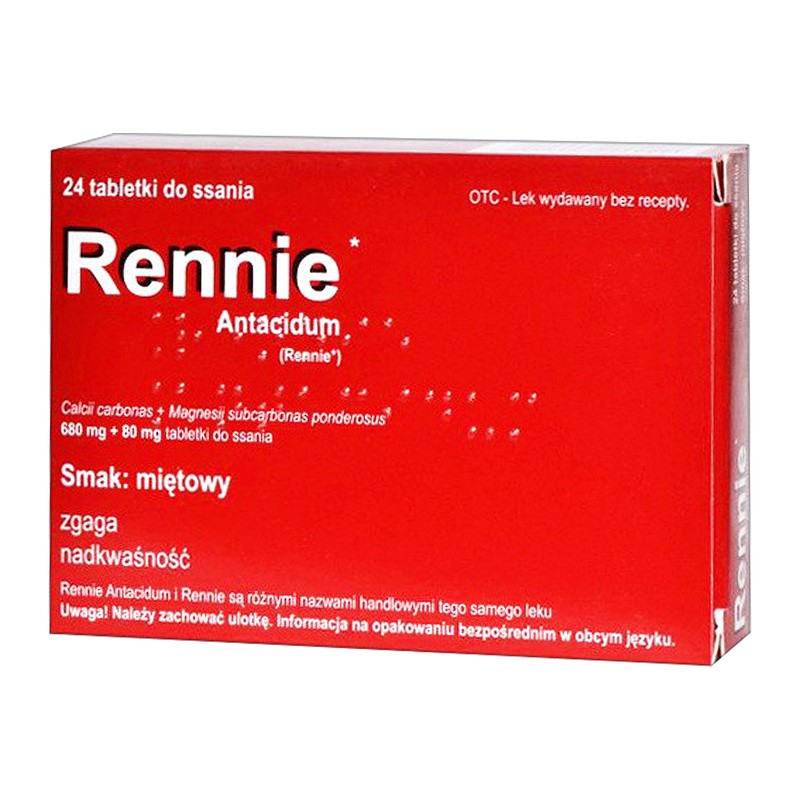 Rennie Antacidum 680 Mg80 Mg Tabletki Do Ssania Smak Miętowy 24 Szt Import Równoległy 3141