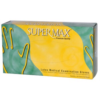 Rękawice Super-Max, lateksowe pudrowane, kolor naturalny, rozmiar M, 100 szt.