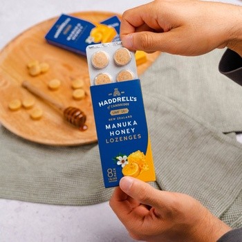 Haddrell's, Manuka Honey, pastylki do ssania, MGO570+, 22,4 g