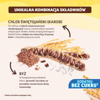 Nestle Sinlac, bezglutenowy produkt zbożowy bez dodatku cukru, po 6. miesiącu, 300 g