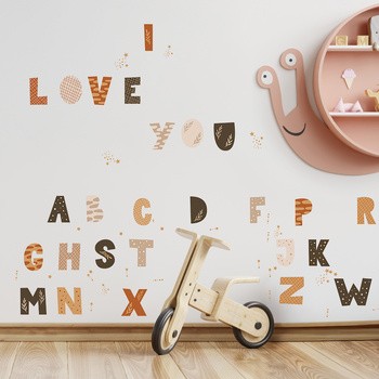 Sipo, Naklejki na ścianę dla dzieci, Alfabet Boho, 1 szt.