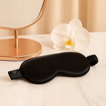 Crystallove, opaska na oczy z jedwabiu, czarna, 1 szt.