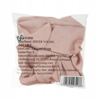 Sister Young Lilu, satynowa gumka do włosów scrunchie, champagne, 1 szt.